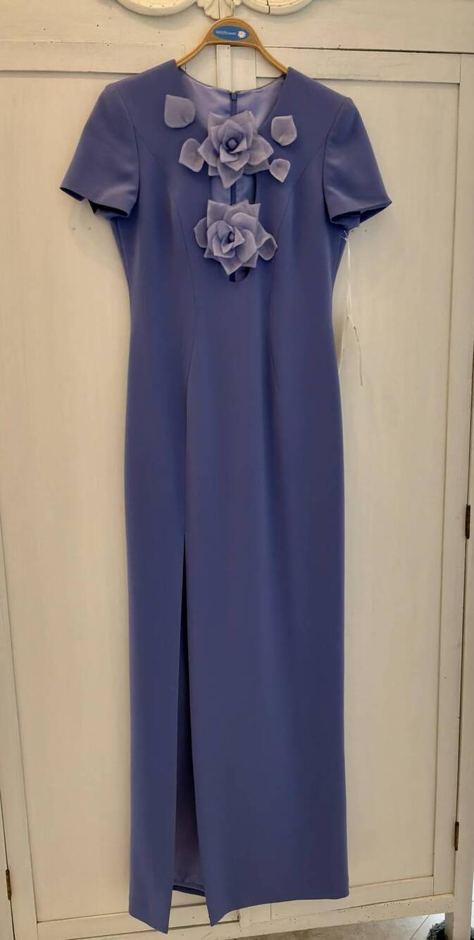 NEW LUCIAN MATIS women's column gown in periwinkle blue